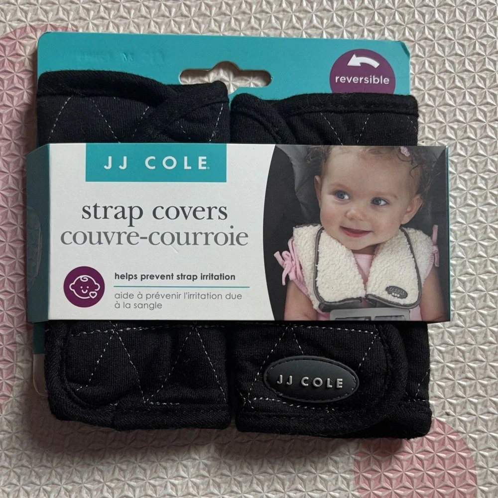 NEW with tag JJ Cole Black Quilted Reversible Strap Covers